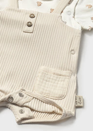 Mayoral Newborn Simulated Dungaree Romper Pottery