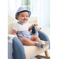 MAYORAL NEWBORN ROMPER WITH HAT SEERSUCKER