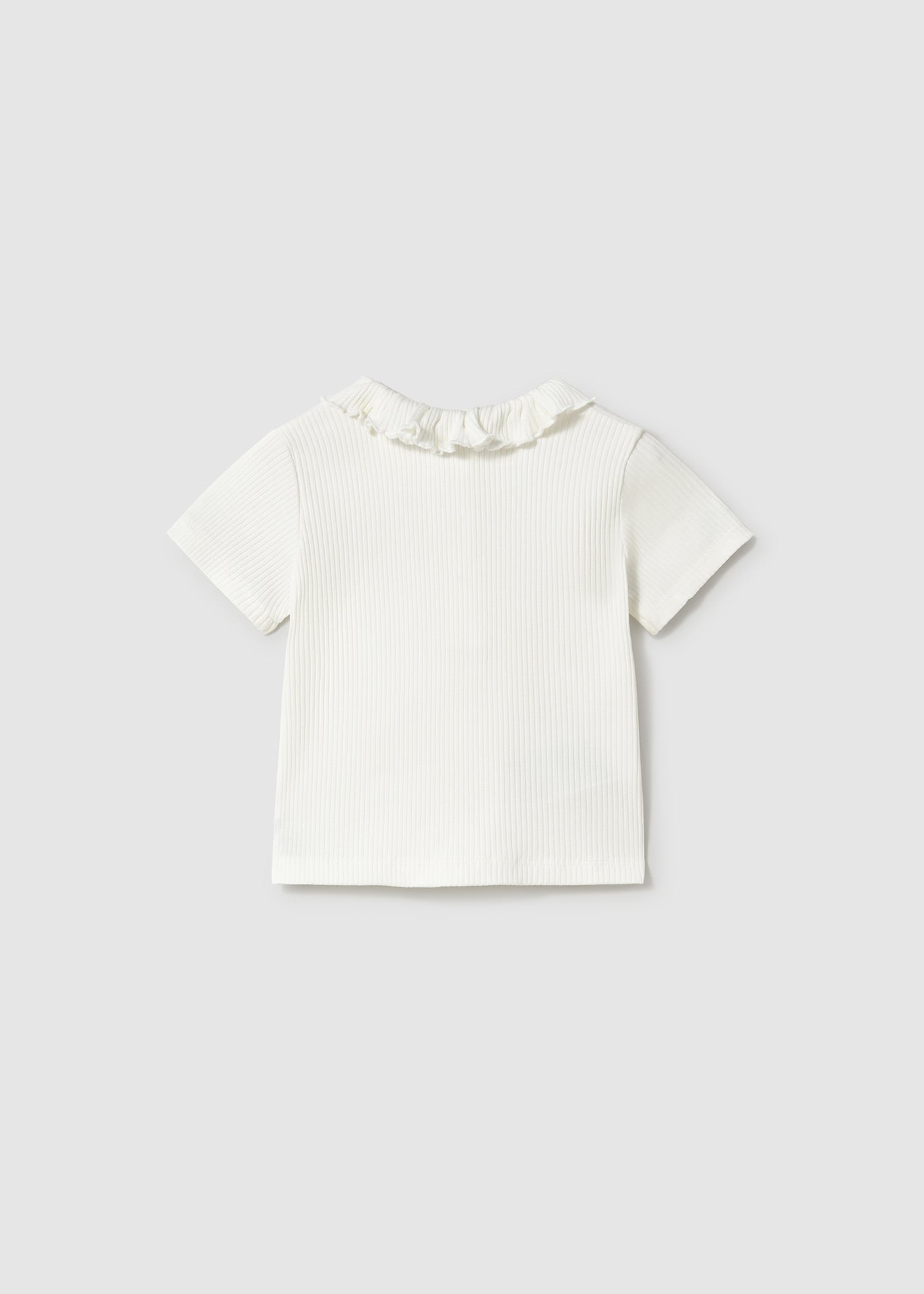 MAYORAL BABY RIBBED POLO WITH RUFFLE COLLAR NATURAL