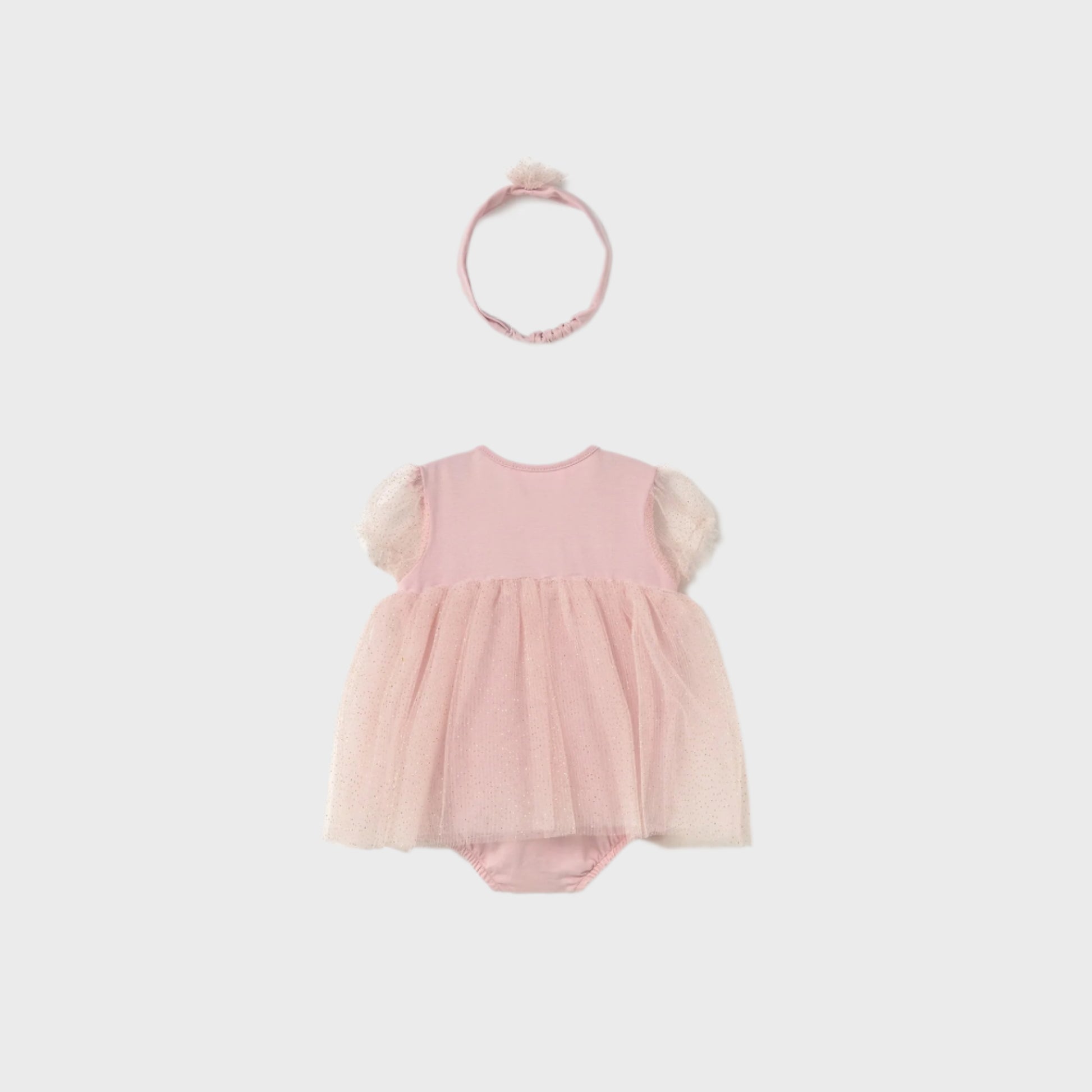 Mayoral Newborn Tulle Romper With Headband Baby Rose