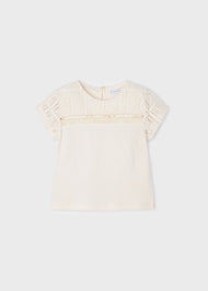 Mayoral Girl Appliques T-Shirt Creamy White