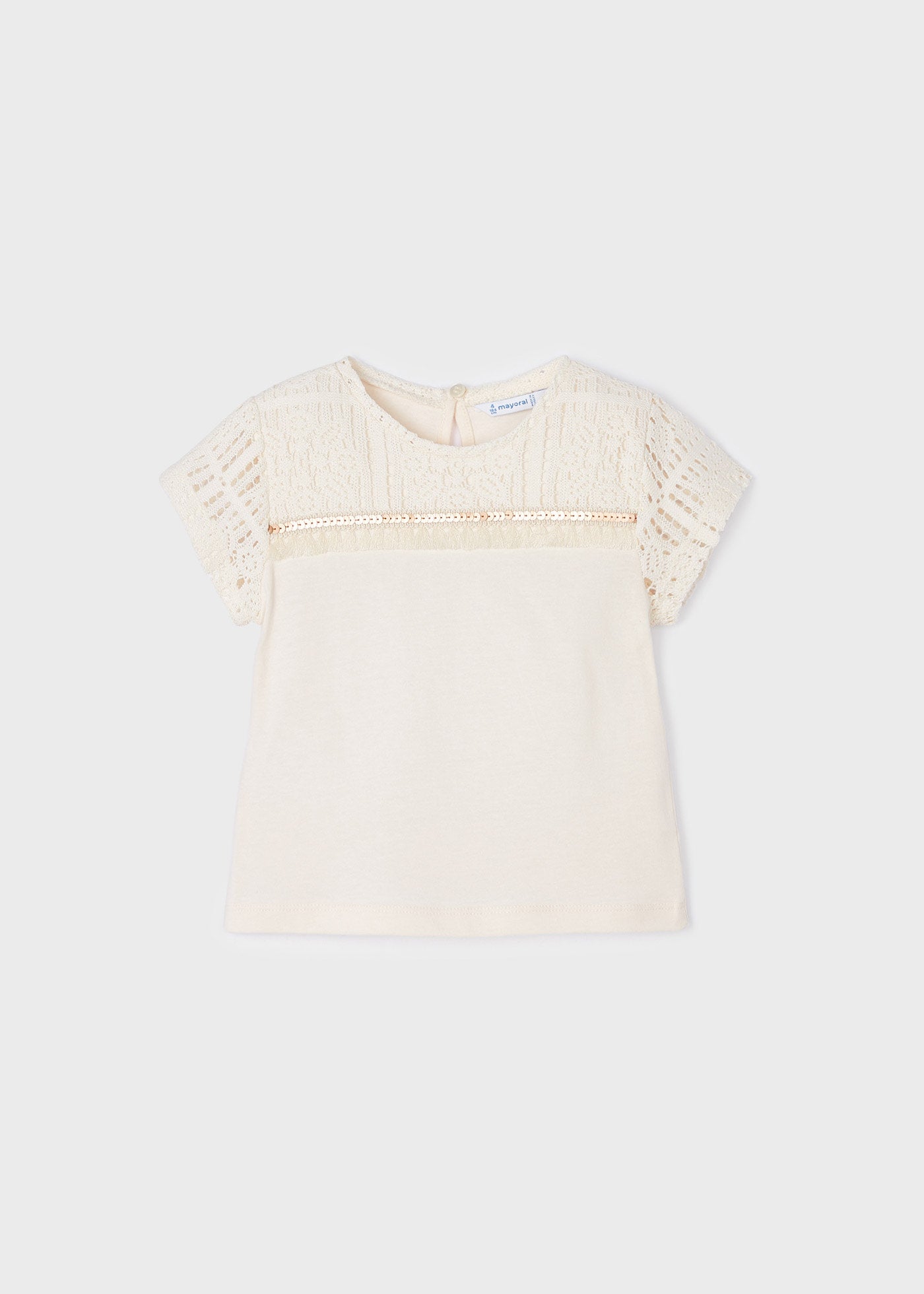 Mayoral Girl Appliques T-Shirt Creamy White