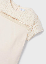 Mayoral Girl Appliques T-Shirt Creamy White