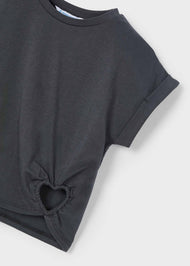 MAYORAL GIRL HEART T-SHIRT CHARCOAL