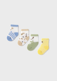 MAYORAL NEWBORN 4-PACK ANIMAL SOCKS MULTICOLOUR
