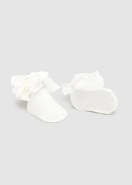 MAYORAL NEWBORN HEADBAND AND SOCKS SET NATURAL