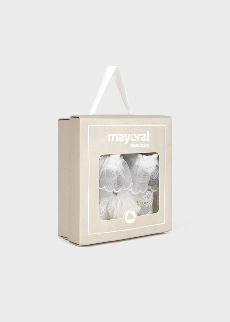 MAYORAL NEWBORN HEADBAND AND SOCKS SET WHITE