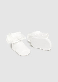 MAYORAL NEWBORN HEADBAND AND SOCKS SET WHITE