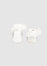 MAYORAL NEWBORN HEADBAND AND SOCKS SET WHITE