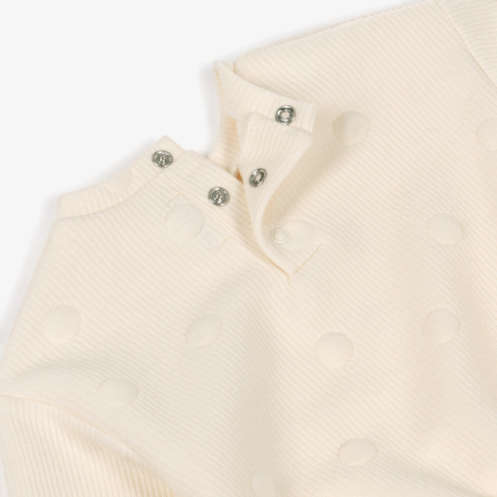 Mayoral polka dot padded tracksuit macchiato, cream knit with metal snaps