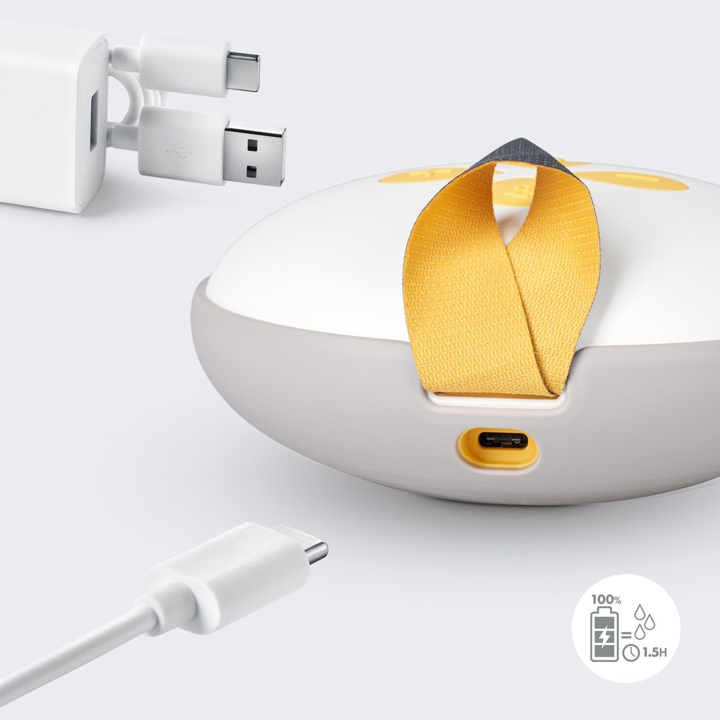 Medela Swing Maxi double electric breast pump with yellow strap