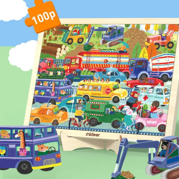 MIDEER STANDING WOODEN PUZZLE WITH FRAME - baby enRoute