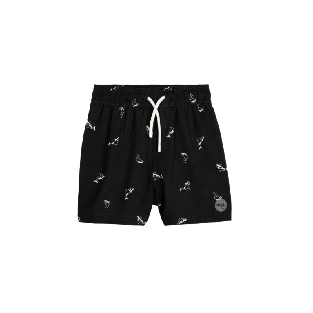 MILES THE LABEL ORCA PRINT SWIM TRUNKS BLACK