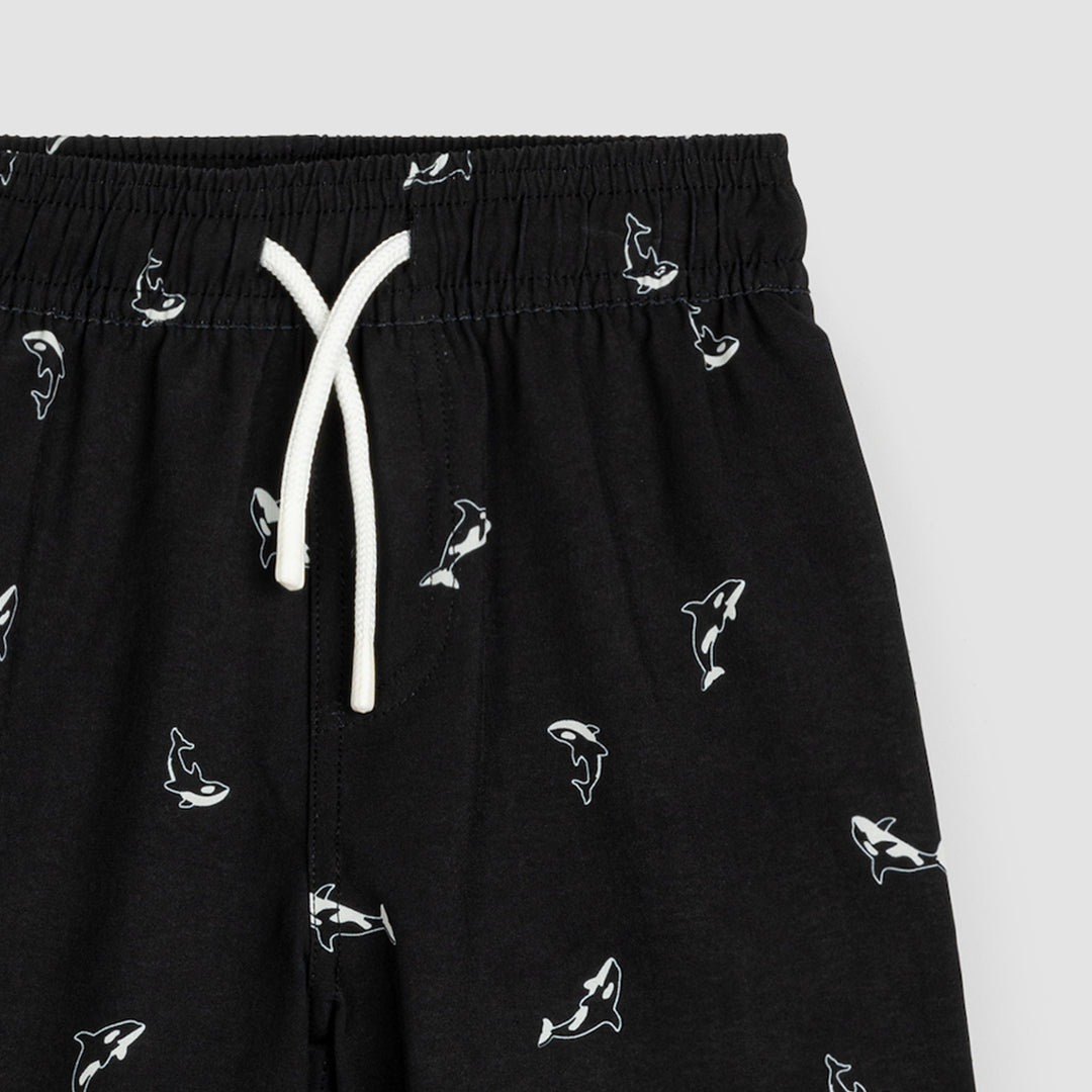 MILES THE LABEL ORCA PRINT SWIM TRUNKS BLACK