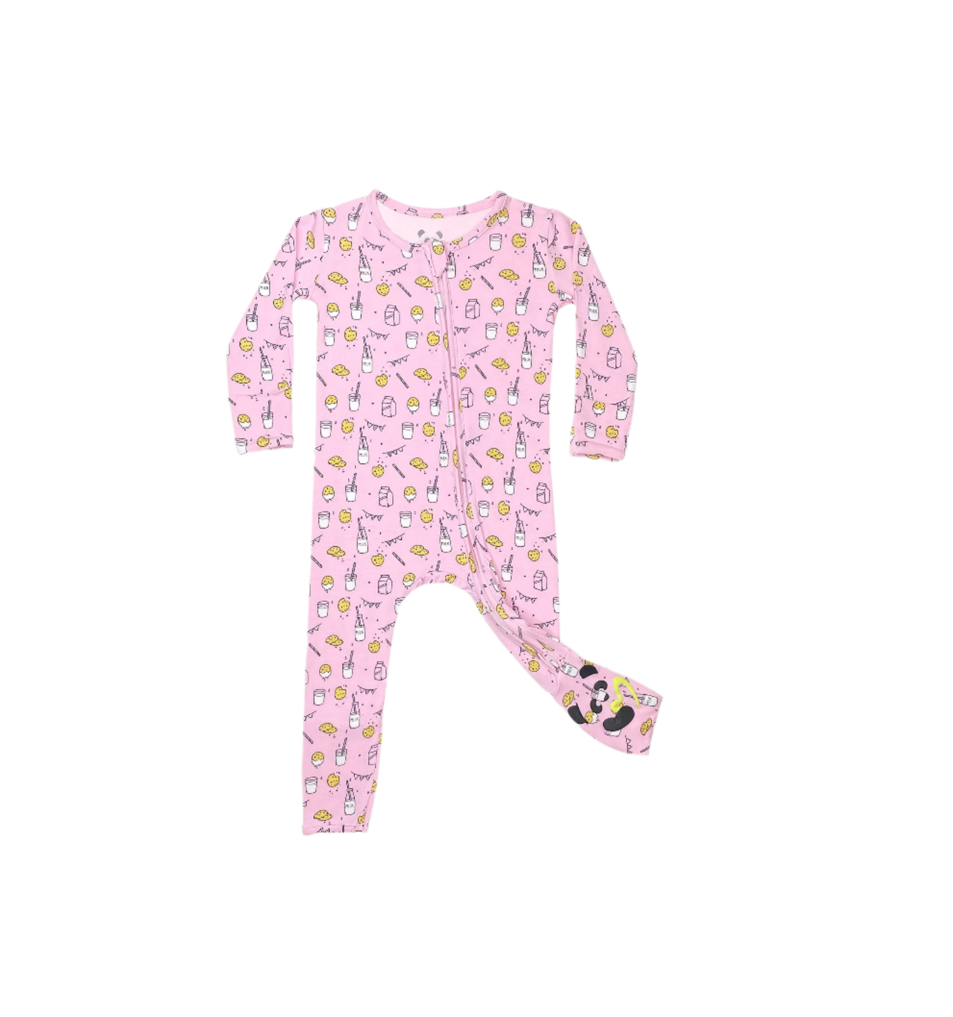BELLABU BEAR MILK AND COOKIES PINK BAMBOO CONVERTIBLE FOOTIE
