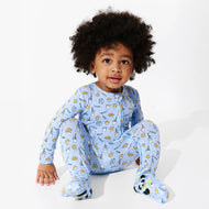 BELLABU BEAR MILK AND COOKIES BLUE BAMBOO CONVERTIBLE FOOTIE