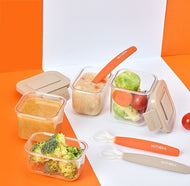 MOTHER-K BABY FOOD STORAGE CONTAINER RECTANGLE SET (CARROT ORANGE)