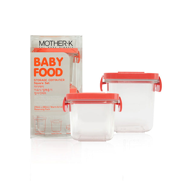 MOTHER-K BABY FOOD STORAGE CONTAINER SQUARE SET (CARROT ORANGE)