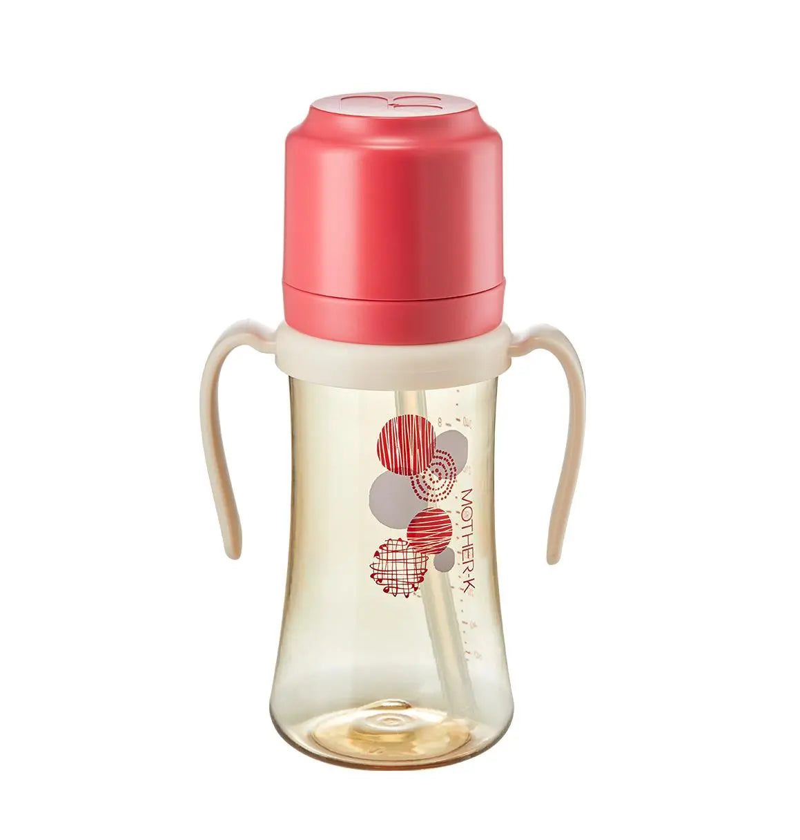 Mother K PPSU strawcup 300 ml pink lid with handles