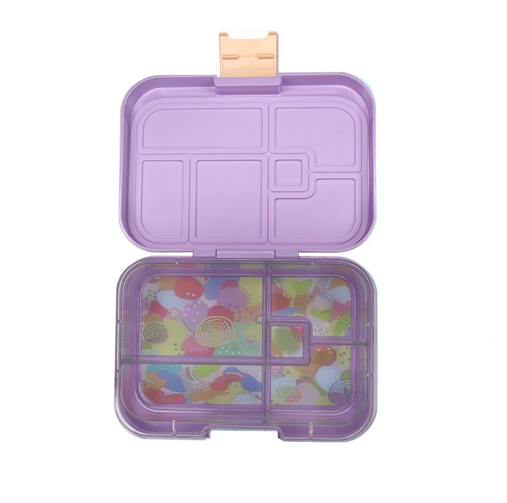 Munchbox Midi 5 Lavender Dream lunch box with five compartments and colorful interior.