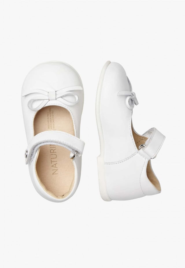 NATURINO BALLET LEATHER BALLERINAS WITH BOW WHITE