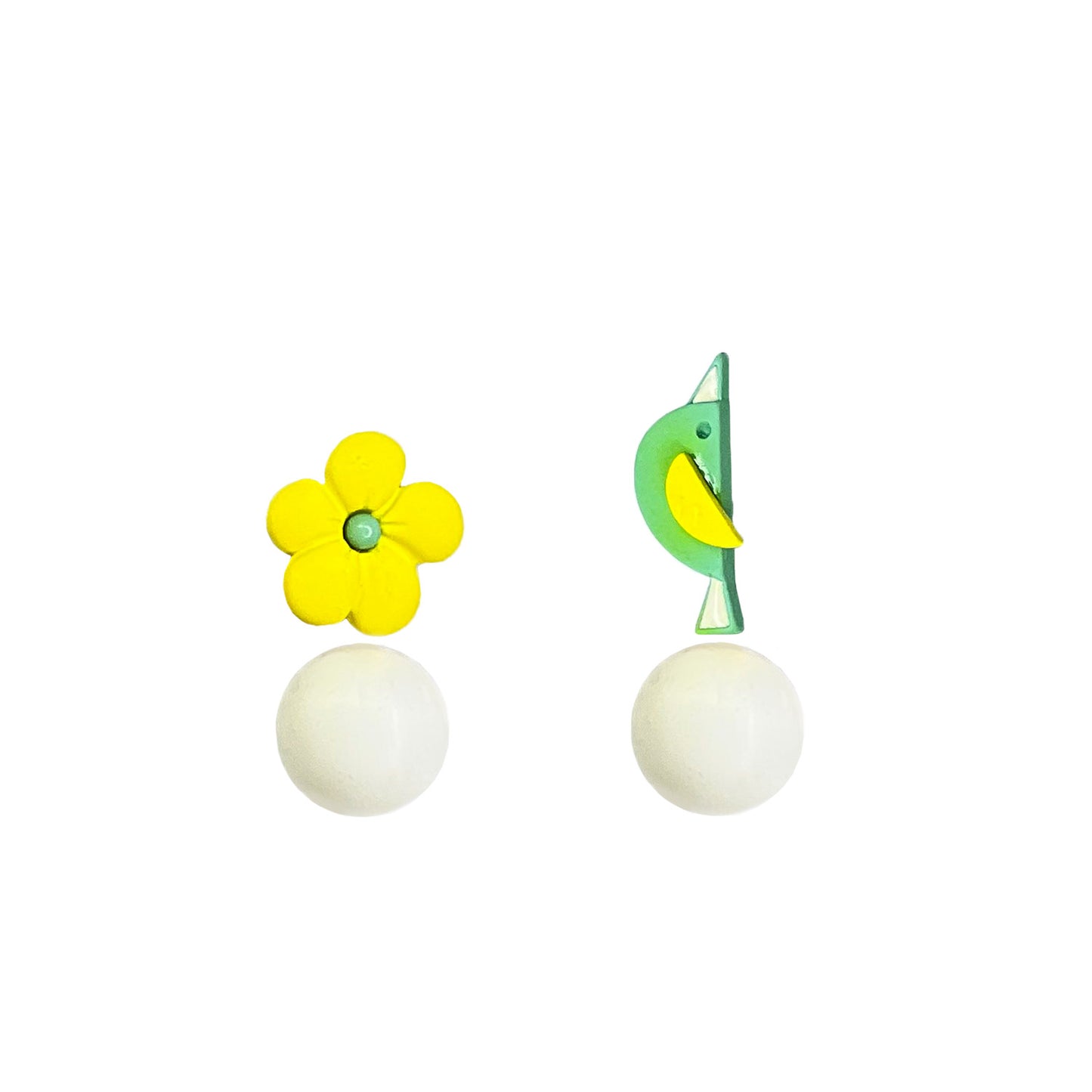 NEMIBABY EARRINGS BIRD & FLOWER - 925 STERLING SILVER PINS - baby enRoute