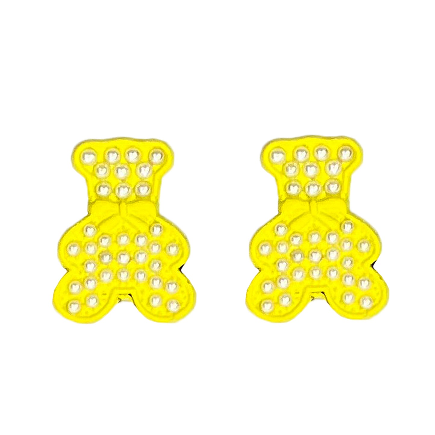 NEMIBABY EARRINGS PEARLLY BEAR YELLOW - 925 STERLING SILVER PINS - baby enRoute