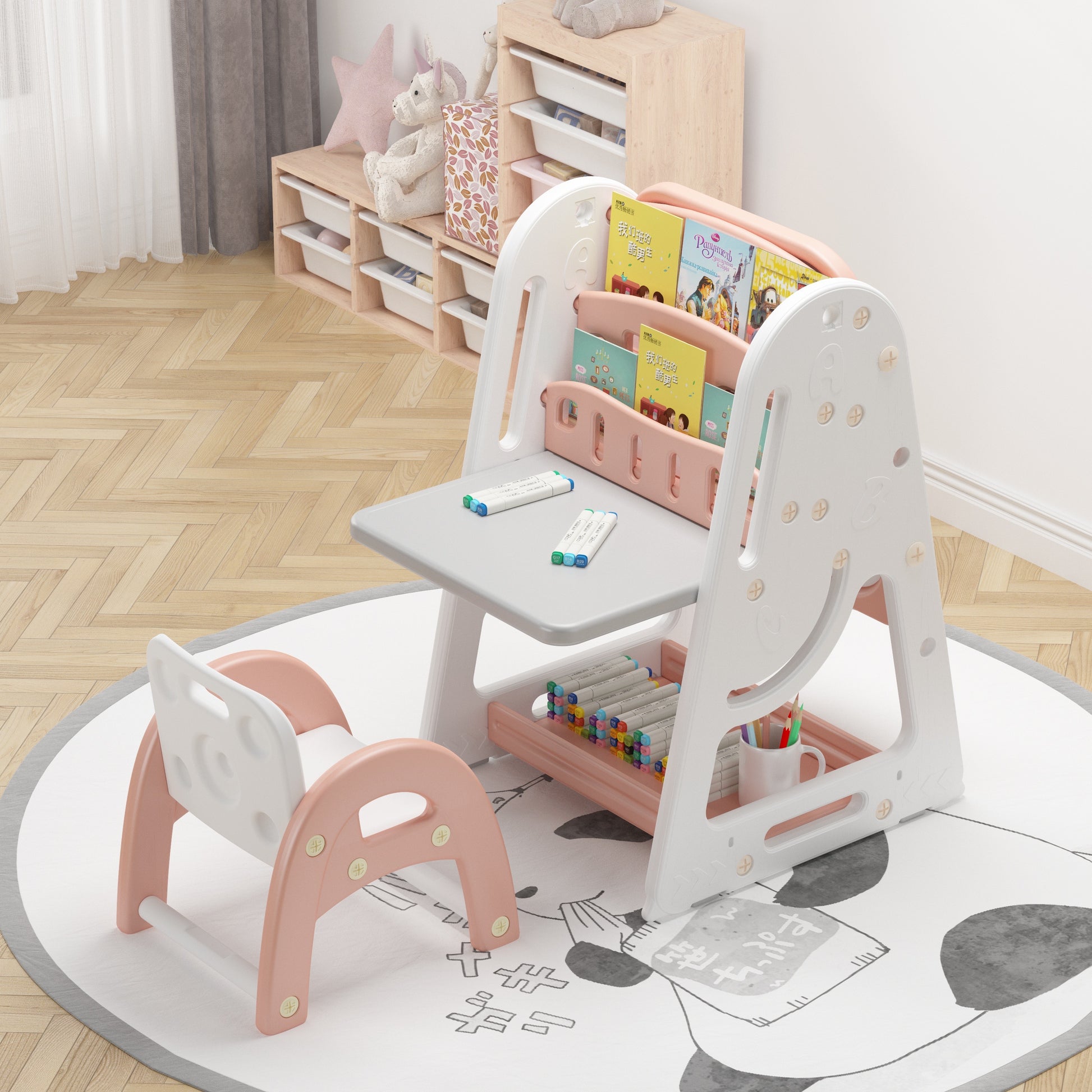 NEMIBABY MULTI-FUNCTION EASEL & BOOKSHELF PINK