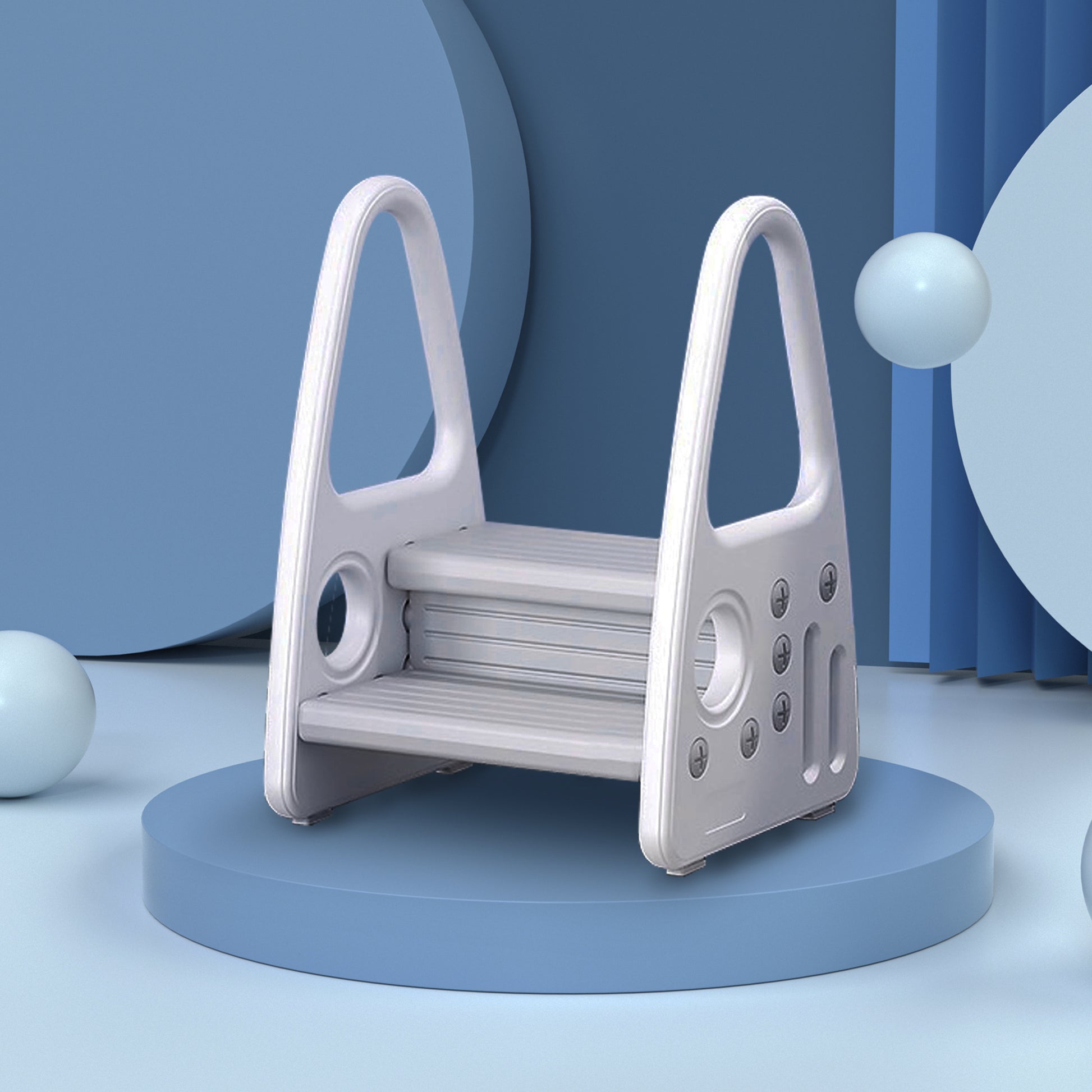 NEMIBABY SAFE GUARD STEP STOOL WITH HANDRAILS (GREY)