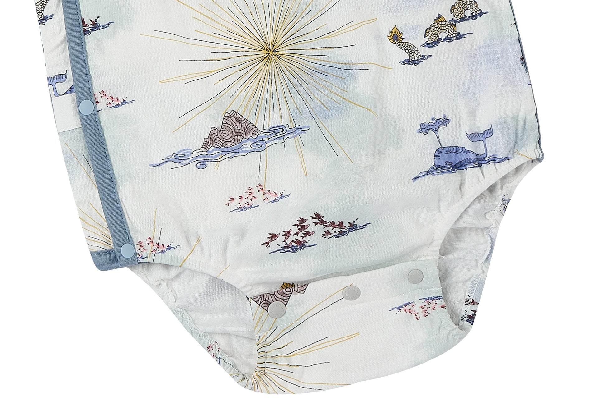 NEST DESIGNS BAMBOO SHORT SLEEVE KIMONO ONESIE - OCEAN WONDERS