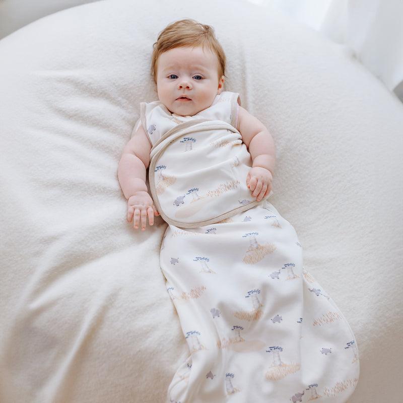 NEST DESIGNS ORGANIC COTTON STARTLE STOP SLEEP BAG 0.5 TOG BABY BAOBABS