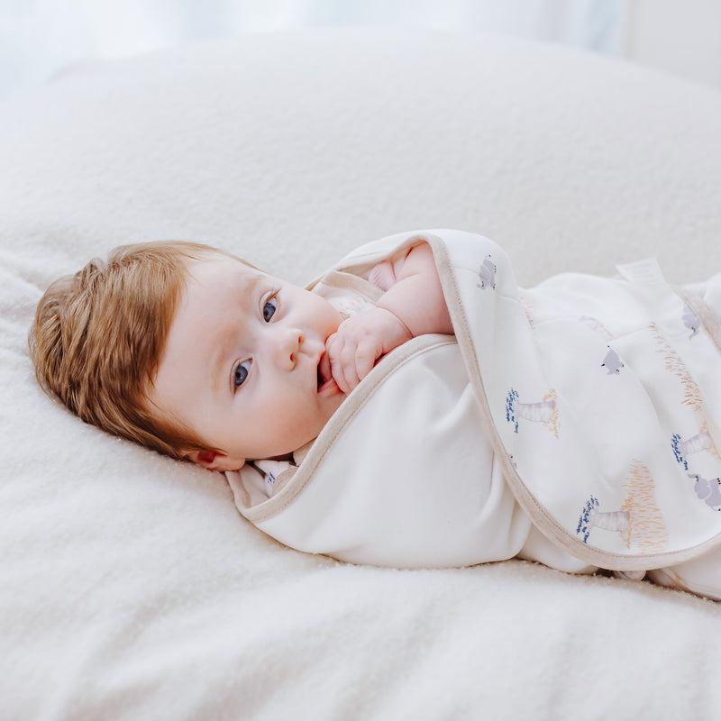 NEST DESIGNS ORGANIC COTTON STARTLE STOP SLEEP BAG 0.5 TOG BABY BAOBABS