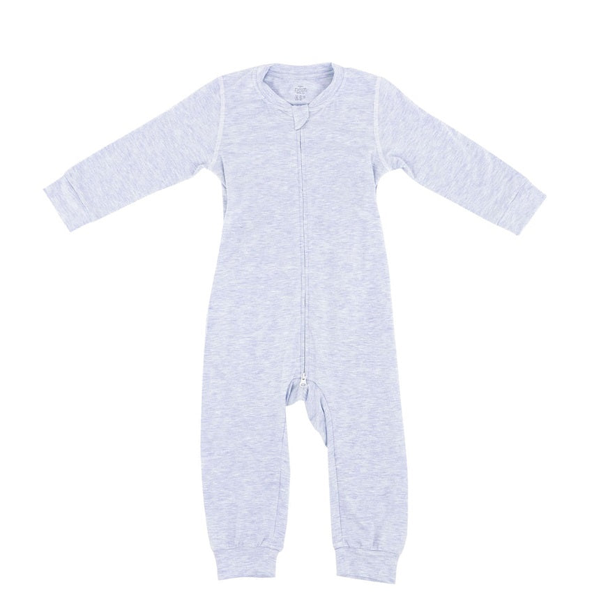NEST DESIGNS BASICS BAMBOO COTTON LONG SLEEVE DROP BOTTOM ROMPER GREY DAWN
