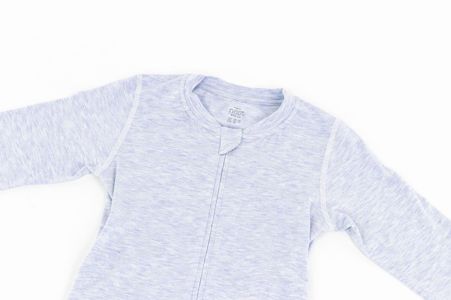 NEST DESIGNS BASICS BAMBOO COTTON LONG SLEEVE DROP BOTTOM ROMPER - GREY DAWN - baby enRoute