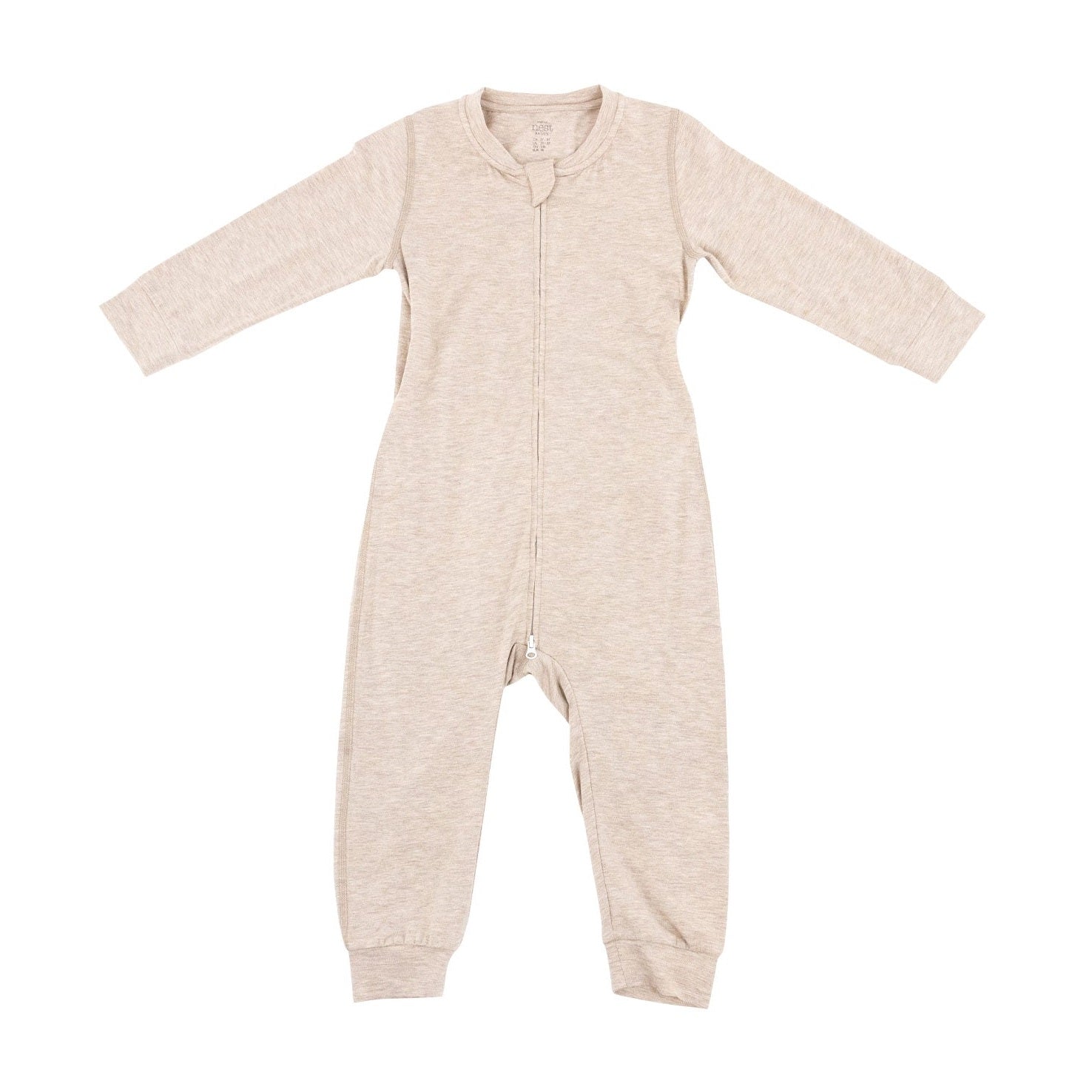 NEST DESIGNS BASICS BAMBOO COTTON LONG SLEEVE DROP BOTTOM ROMPER WARM TAUPE