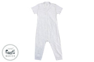 NEST DESIGNS BASICS BAMBOO COTTON SHORT SLEEVE DROP BOTTOM ROMPER - GREY DAWN