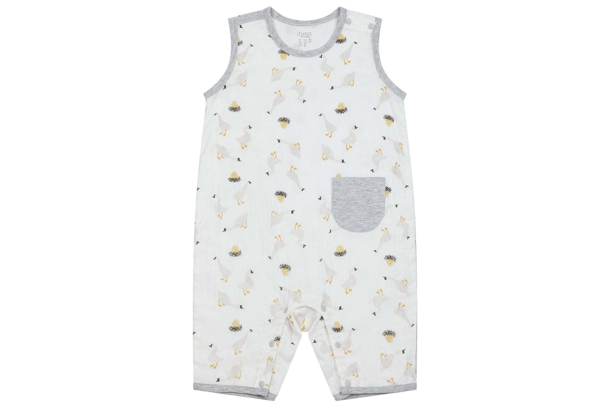 NEST DESIGNS BAMBOO PIMA SLEEVELESS ROMPER - THE GOOSE & THE GOLDEN EGG