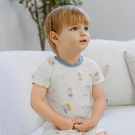 NEST DESIGNS BAMBOO JERSEY TWO-PIECE SHORT SLEEVE PJ SET - PASTEL WAVES