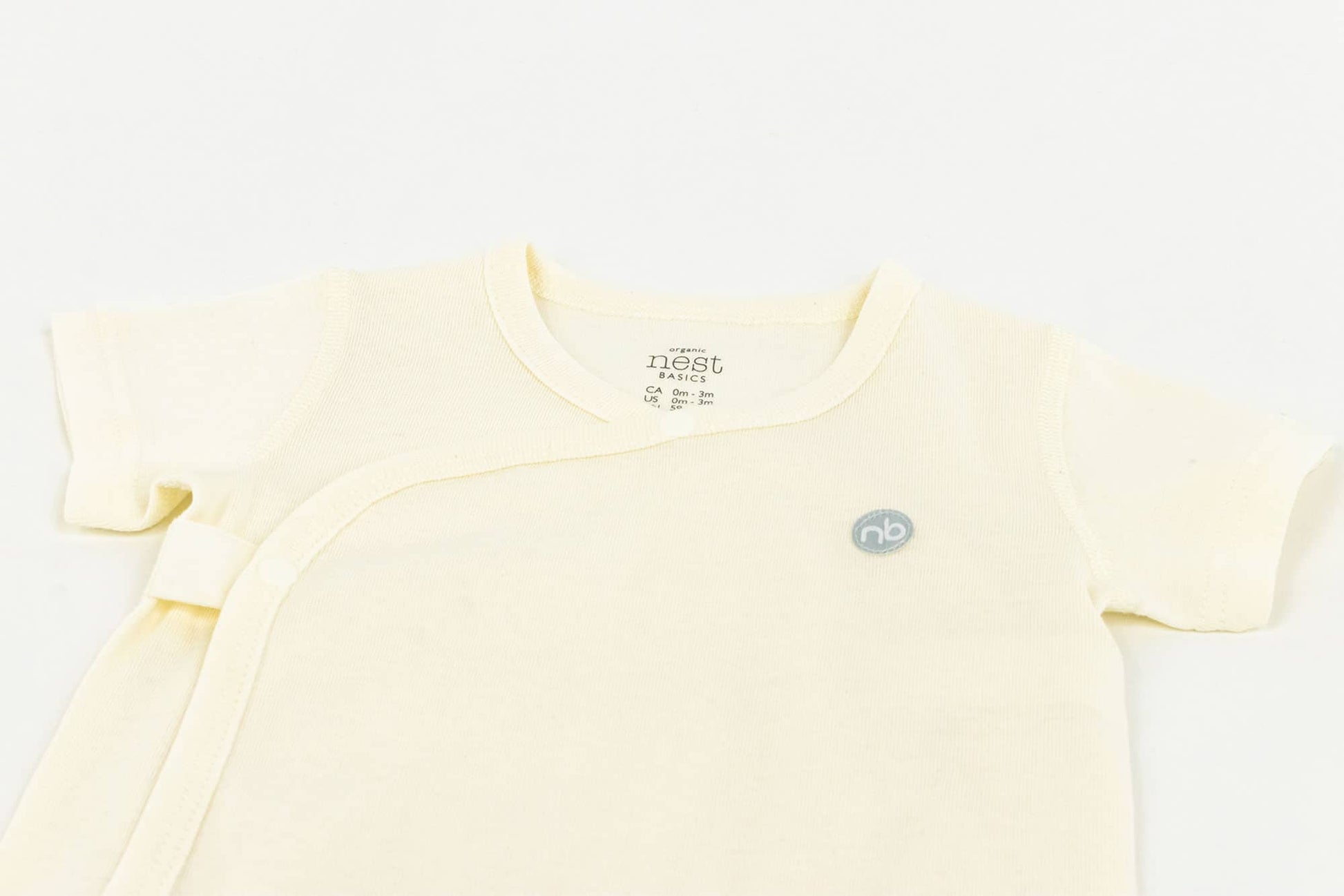 NEST DESIGNS BASICS ORGANIC COTTON RIBBED KIMONO SHORT SLEEVE ONESIE (3 PACK) WHITE BASICS ORGAN