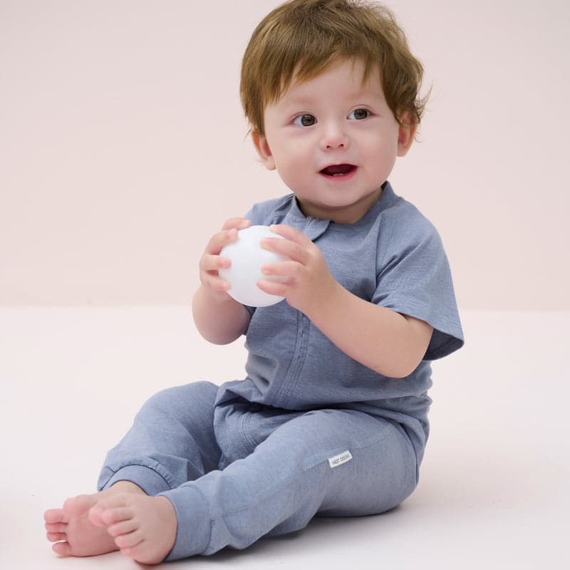 NEST DESIGNS BAMBOO JERSEY SHORT SLEEVE SLANT OPENING ROMPER - TROPOSPHERE - baby enRoute