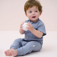 NEST DESIGNS BAMBOO JERSEY SHORT SLEEVE SLANT OPENING ROMPER - TROPOSPHERE