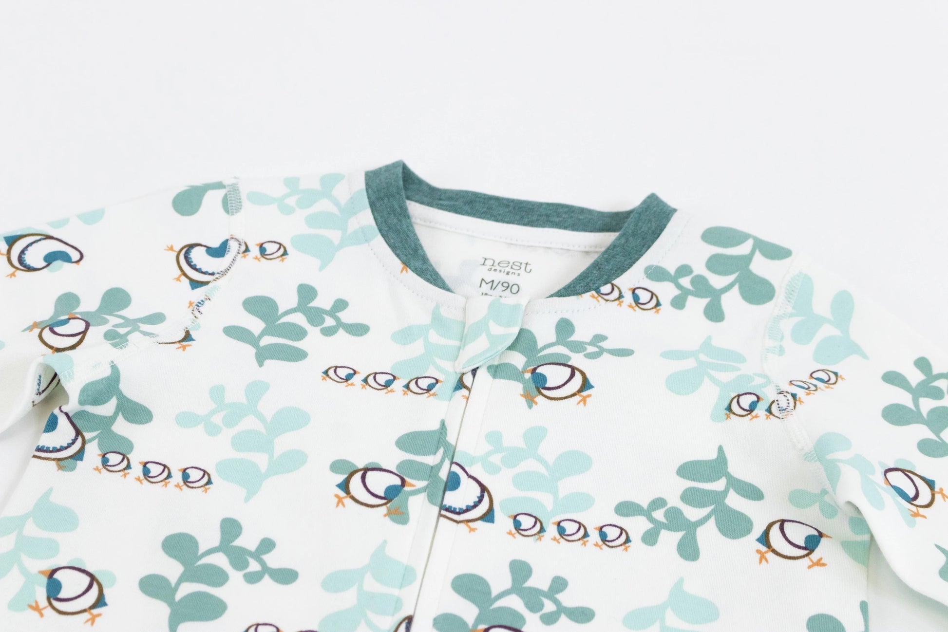 NEST DESIGNS ORGANIC COTTON LONG SLEEVE ROMPER A QUAIL TALE TOO
