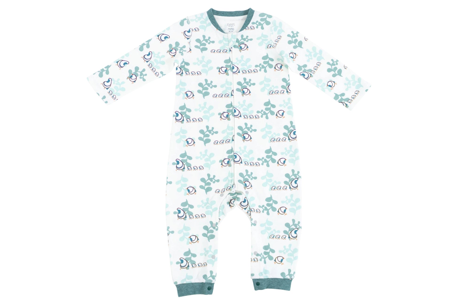 NEST DESIGNS ORGANIC COTTON LONG SLEEVE ROMPER A QUAIL TALE TOO