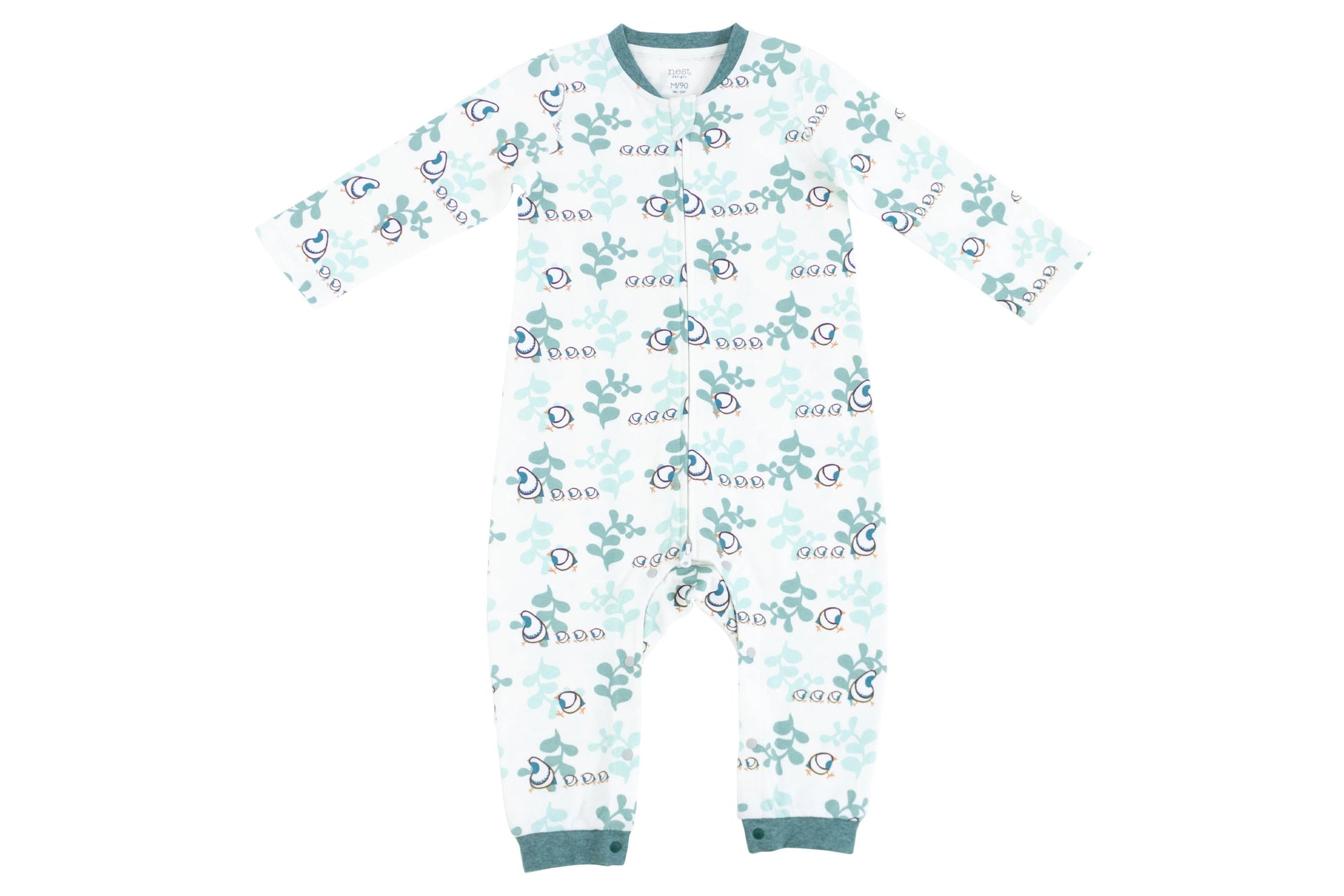 NEST DESIGNS ORGANIC COTTON LONG SLEEVE ROMPER A QUAIL TALE TOO