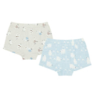 NEST DESIGNS BAMBOO GIRLS BOY SHORT UNDERWEAR (2 PACK) POLAR BEAR