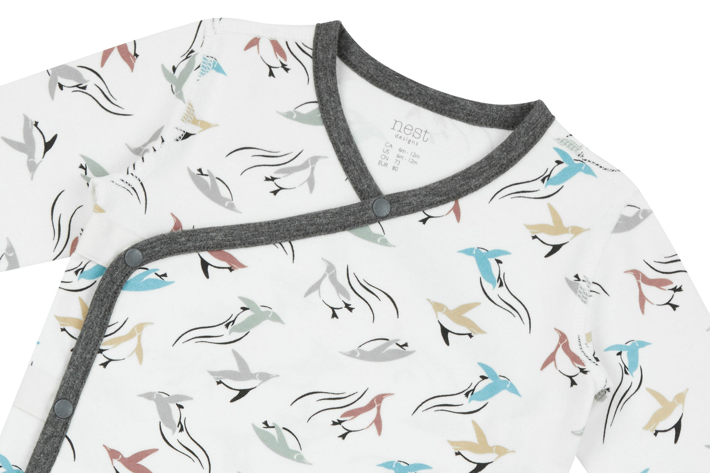 NEST DESIGNS ORGANIC COTTON KIMONO LONG SLEEVE ONESIE - RAINBOW SWIM - baby enRoute