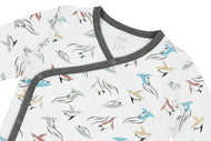 NEST DESIGNS ORGANIC COTTON KIMONO LONG SLEEVE ONESIE - RAINBOW SWIM