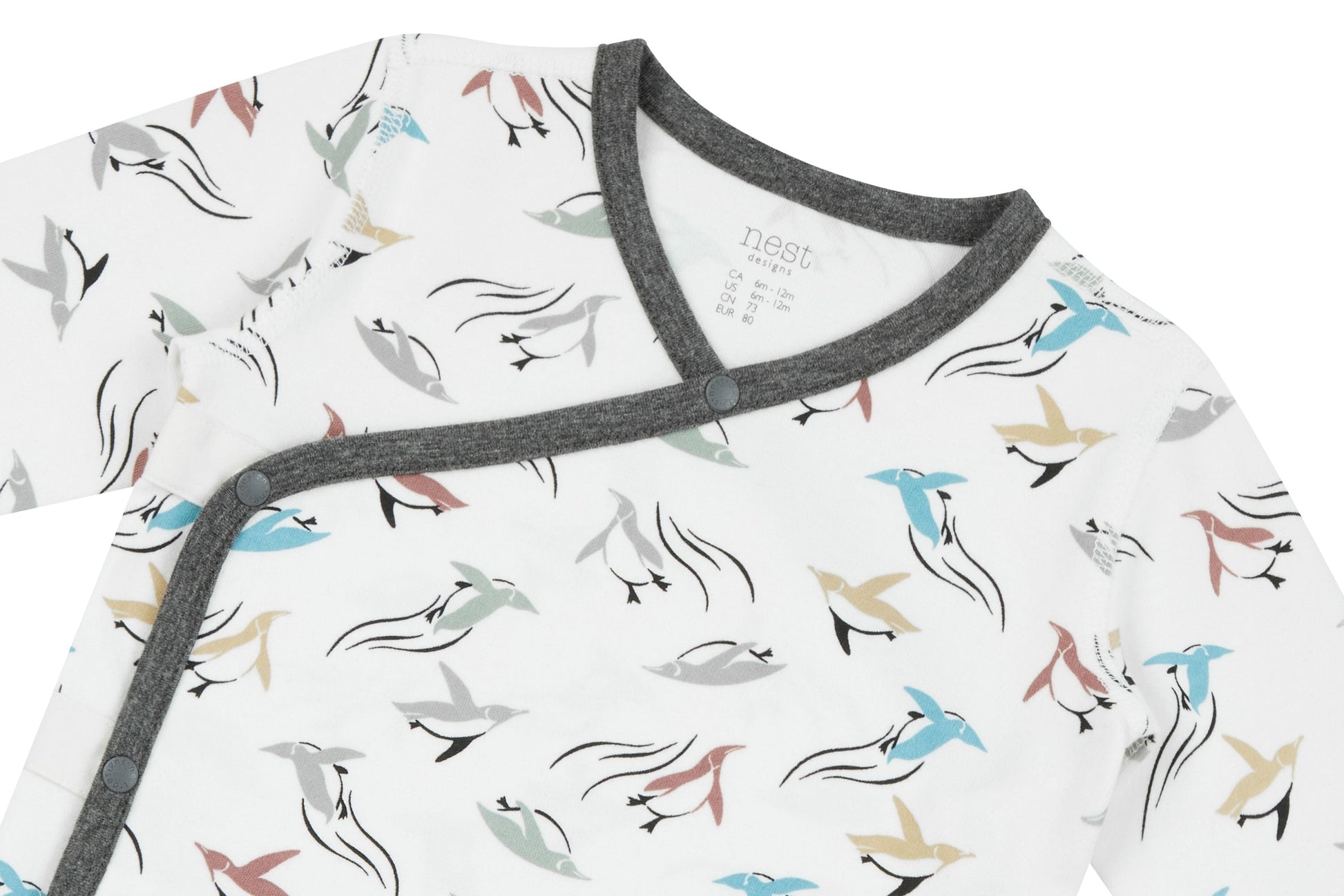 NEST DESIGNS ORGANIC COTTON KIMONO LONG SLEEVE ONESIE - RAINBOW SWIM