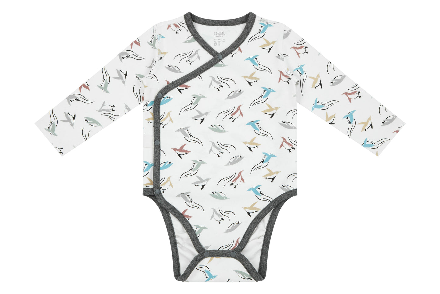 NEST DESIGNS ORGANIC COTTON KIMONO LONG SLEEVE ONESIE - RAINBOW SWIM - baby enRoute