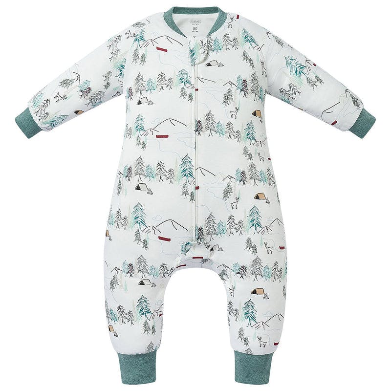NEST DESIGNS AVOCADO BAMBOO LONG SLEEVE FOOTED SLEEP BAG 1.0 TOG-HAPPY TRAILS